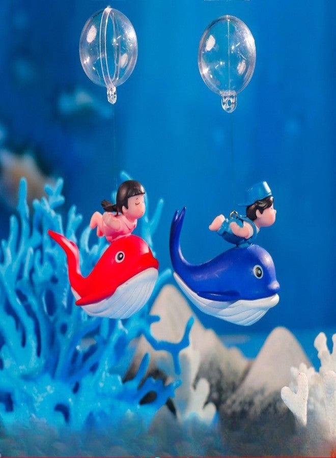 VAYINATO® Floating Pair on Whale Aquarium Decor, Premium Resin Fish Tank Ornament, Waterproof & Fade-Resistant, Floating Whale Decoration for Aquarium & Bowl - Image 1